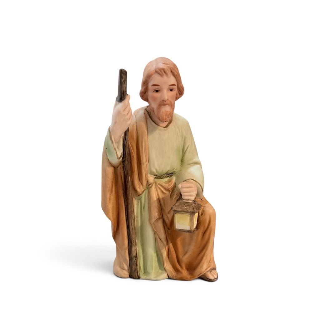 Homco 5599 Saint Joseph Kneeling Figurine Porcelain Staff Lantern